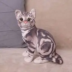 Игрушка мягкая Кошка коричневая лежач натур 27см, фото №1