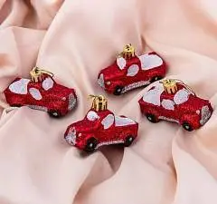 Украшение ёлочное "Пикап" 4шт, 7х3см, красный, фото №1
