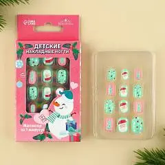 Накладные ногти дет «Счастливый Новый Год» 12шт (НГ), фото №1