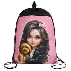 Мешок д/сменной обуви Брюнетка с собачкой 36*48см полиэстер 1отд, фото №1