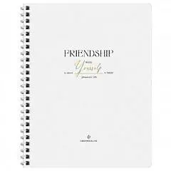 Тетрадь 80л КЛЕТКА "Friendship" белая, фольга, спираль, фото №1