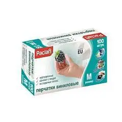 Перчатки виниловые Paclan M, 100шт., фото №1