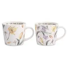 Набор кружек Летящие цветы Fiori 430мл 2 шт фарф бел, фото №1