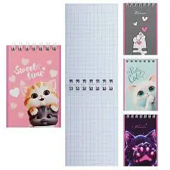 Блокнот А7 40л кл "Котики" спираль, фото №1