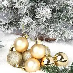 Набор шаров елочных 4см 9шт пластик золото, фото №1