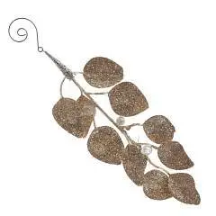 Украшение елочное "Ветка",  H28 см золот листья жемч, фото №1