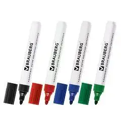 Набор маркеров для белой доски Brauberg, 5мм, 4цв., фото №1