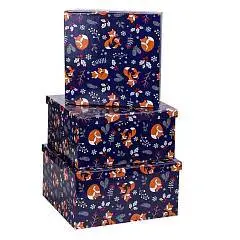 Коробка подарочная "Лисички и веточки" 19,5*19,5*11 см 3-3, фото №1