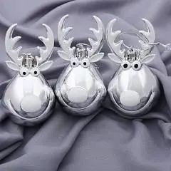 Набор украшений "Весёлый олень" (3 шт) 11х6 см серебро, фото №1