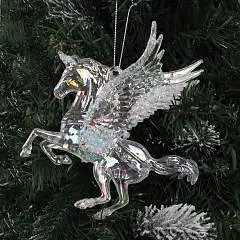 Украшение Единорог 13,5см  ЛЬДИНКА  прозрач, золотые блестки, фото №1