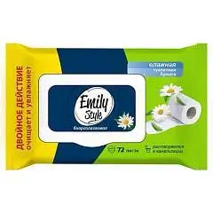 Влажная туалетная бумага Emily Style водорастворимая 72шт с крыш, фото №1