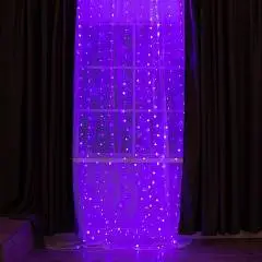 Гирлянда "Занавес" 2.8 х 3 м, 300 LED, фиолетовое, 8 реж, USB, фото №1