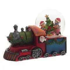 Фигурка в стекл. шаре Паровоз(муз с ключ)D 10 см, H15 см, фото №1