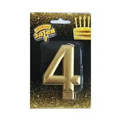 Свеча -цифра "4" Золотая 8cm/V, фото №1