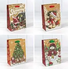 Сумка подарочная "Крафт новогодний" 14*20см, фото №1