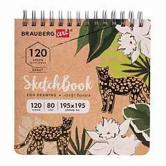 Скетчбук квадрат  195*195мм 120л гребень ART DEBUT крафт бумага, фото №1