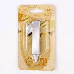 Свеча в торт «Цифра 1», серебряная, 6.5 см, фото №1