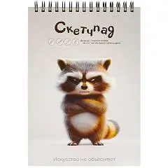 Скетчпад А5 60л 140х200мм Сердитый енот 100г греб, фото №1