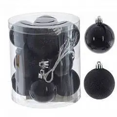 Набор шаров елочных пластик  D4 см 12шт черный, фото №1