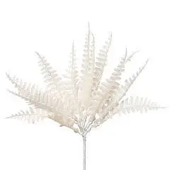 Набор листьев с глиттером 12шт., H19см, белый, фото №1