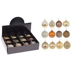 Шар елочный стекло  D 8 см, L35 W25 H8,5 см золото ассорти, фото №1