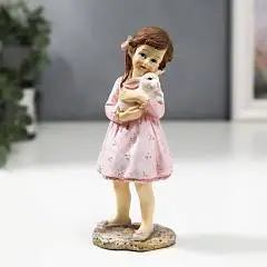 Сувенир полистоун Малышка Алиса с белым кроликом14х5,7х4,7см, фото №1