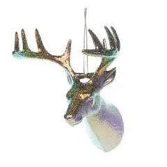 Елочное украшение Олень Золотой отлив / 6х7х14см, фото №1