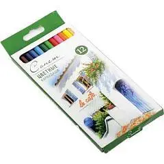 Набор профессиональных цветных карандашей «Сонет», 12 цветов, фото №1