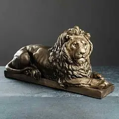 Фигура Лев на камне лежит Н-43см,L-73см бронза, фото №1