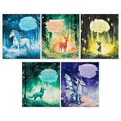 Тетрадь 12л косая линия c доп. горизонтальной "Сказки", фото №1