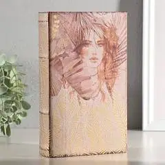 Сейф-книга дерево, кожзам "Девушка в листьях" золото тиснение, фото №1