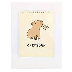 Скетчбук А5 40л Capybara pizza  100гр iLikeGift, фото №1