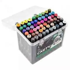 Набор маркеров спирт двустор Крылан (60цв, нак долото, тонкий), фото №1