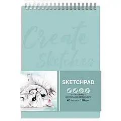 Скетчпад А5 140*200мм 40л Котенок 120г греб, фото №1