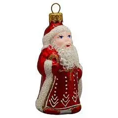 Ёлочное украшение стекло "Дед Мороз"..., красный, 10см, фото №1