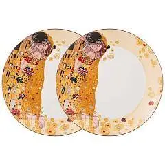 Набор тарелок 2 пр"Поцелуй"(Г. Климт)20,5 см,кремовый,серый, фото №1