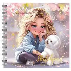 Скетчпад  квадрат 195*195мм 40л Блондинка с собачкой гребень, фото №1
