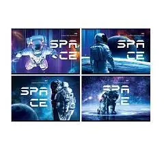 Альбом д/рис А4 40л скрепка BG "Галактика" металлизация, фото №1