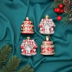 Набор украшений плас 4 шт Карнавал (2 домика, 2 тортика) 7х5 см, фото №1