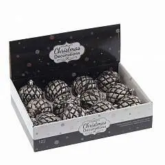 Шар елочный 8см чер/золото ромб, фото №1