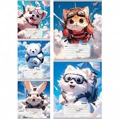 Тетрадь 12л КОСАЯ ЛИНИЯ "ЖИВОТНЫЕ В ПОЛЁТЕ" цвет.мелов.обл., фото №1