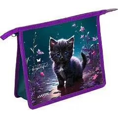 Папка д/тетр А5 3D текстиль молния Beautiful Cat deVENTE, фото №1