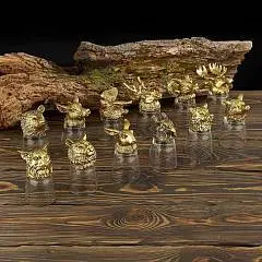 Набор из 12 стопок-перевертышей"Охотник" 24K Goldplated, 50мл, фото №1