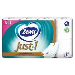 Туалетная бумага Zемма/Zewa Just 1, 4 сл, 8 рул, фото №1