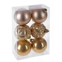 Новогоднее украшение "Шар" 6шт (золотой жемчуг), D 6см, фото №1