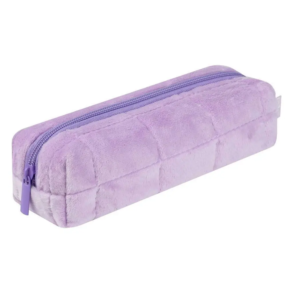 Пенал школьный "Плюш сиреневый" молния б/наполн 19.5х5.5х6.5см, фото №1