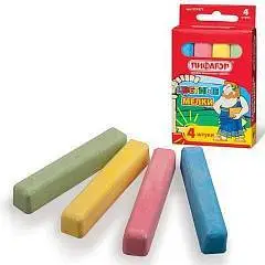 Мелки цветные 4цв школьные, фото №1