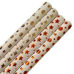 Бумага упаковочная "ЗВЕЗДЫ" тисн.фольг. в рулоне 53*75см, фото №1