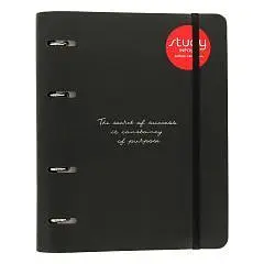 Тетрадь на кольцах 120л "Quote", черный кожзам, фото №1