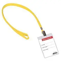 Бейдж вертикальный 90*60 мм на желтой ленте 45 см, фото №1